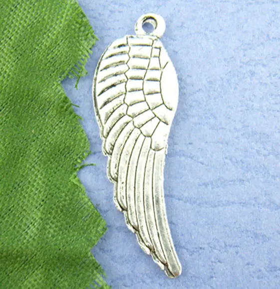 

DoreenBeads 40PCs Tibetan silver color Tercel Wing Charms Pendants 10mm x 30mm