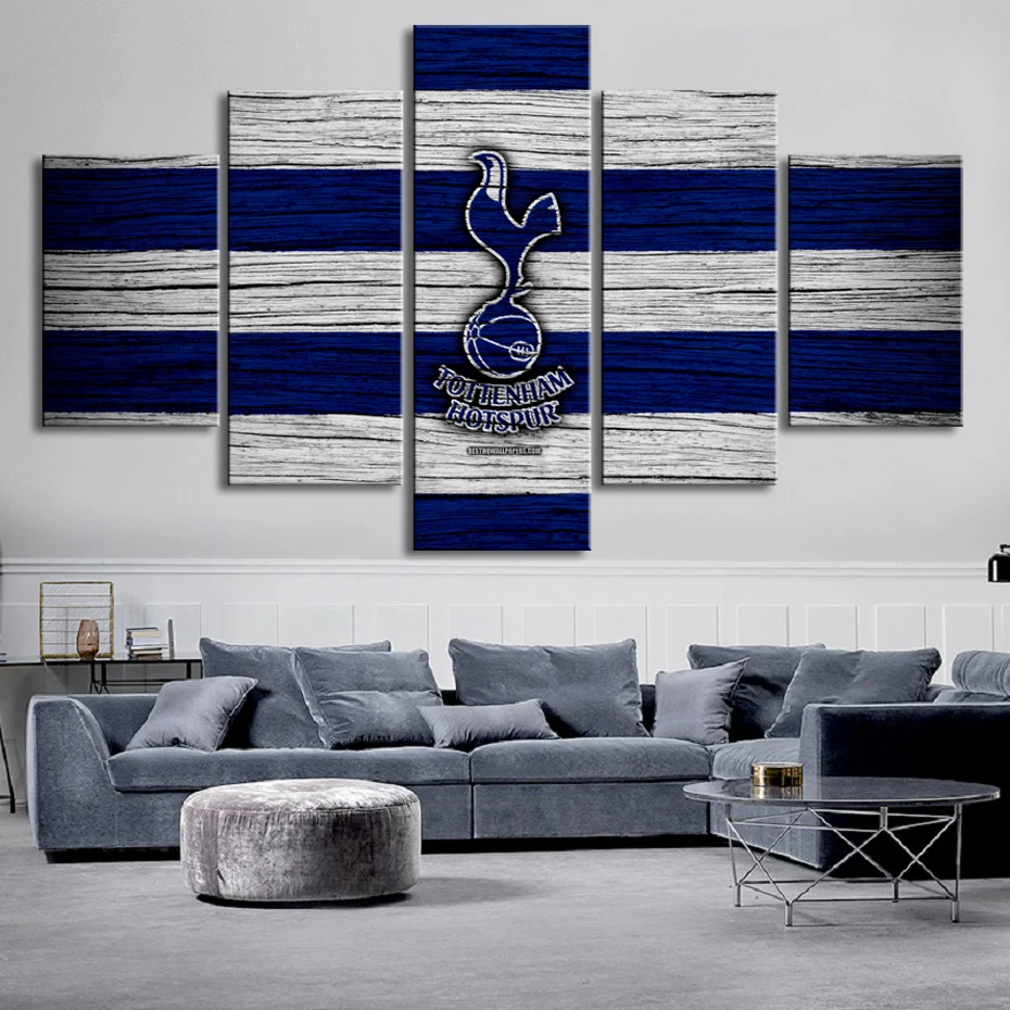 

Premier League Tottenham Flag Posters 5 Pieces Canvas Art Lilywhites Soccer Stars Football Sports Posters Kids Room Decor Frame