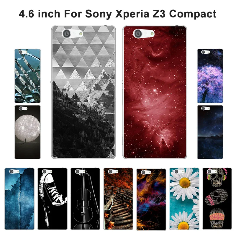 Мягкий чехол из ТПУ для Sony Z3 Mini телефона нарисованный Xperia Compact M55W D5803 силиконовая