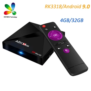 

10pcs TV Box A5X Max 4GB/32GB Android 9.0 RK3318 Quad Core 2.4G WiFi BT VP9 H.265 HDR10 4K USB 3.0 Media Player