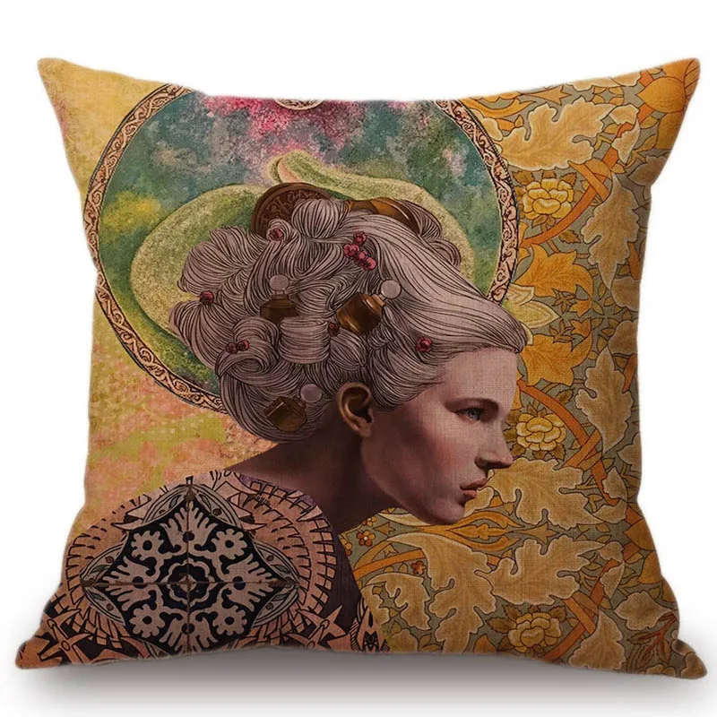 Klimt Mucha стиль Nouveau искусство модный диван стул декоративная подушка чехол девушка