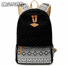 Miwind marca coreana mochila impresión de la lona de las mujeres mochilas portátiles bolsas escolares para adolescentes mochila linda de la vendimia femenina