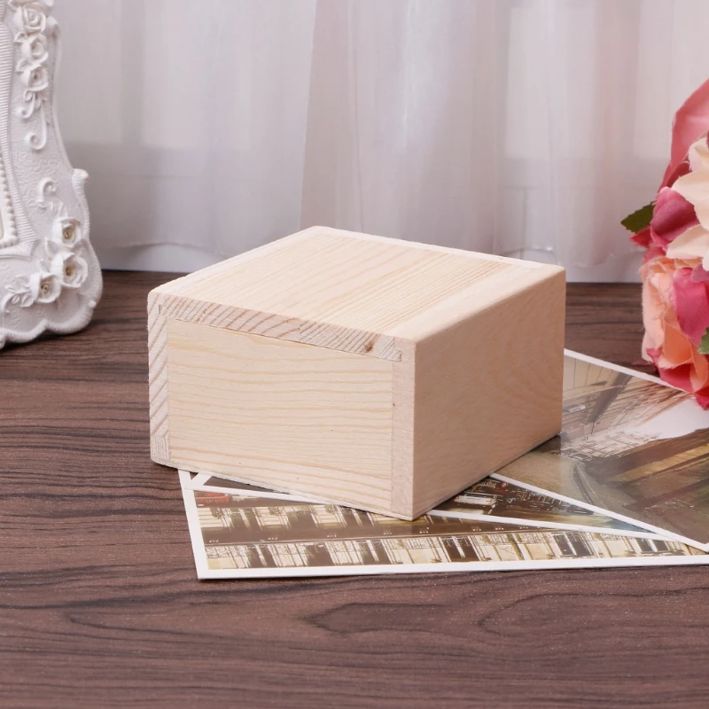 Коробка для хранения ювелирных изделий ручной работы, деревянный простой чехол для конфет, органайзер для колец, чехол для рукоделия