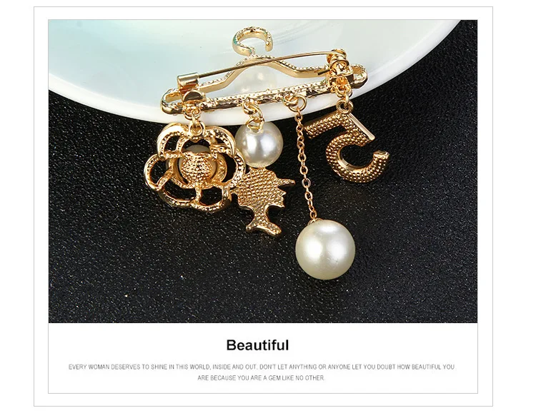 Pin Crystal Tassel Rhinestone Hanger dangle CC 5 women Flower Golden Plated For Women Brooch pin jewelry gift02