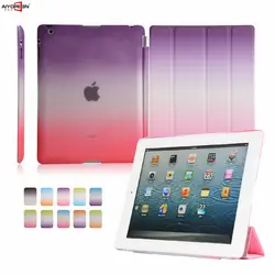 Для ipad 2, 3, 4 smart cover 9,7 дюймов искусственная кожа + pc чехол градиент Красочные Магнитные проснуться сна с стилусы