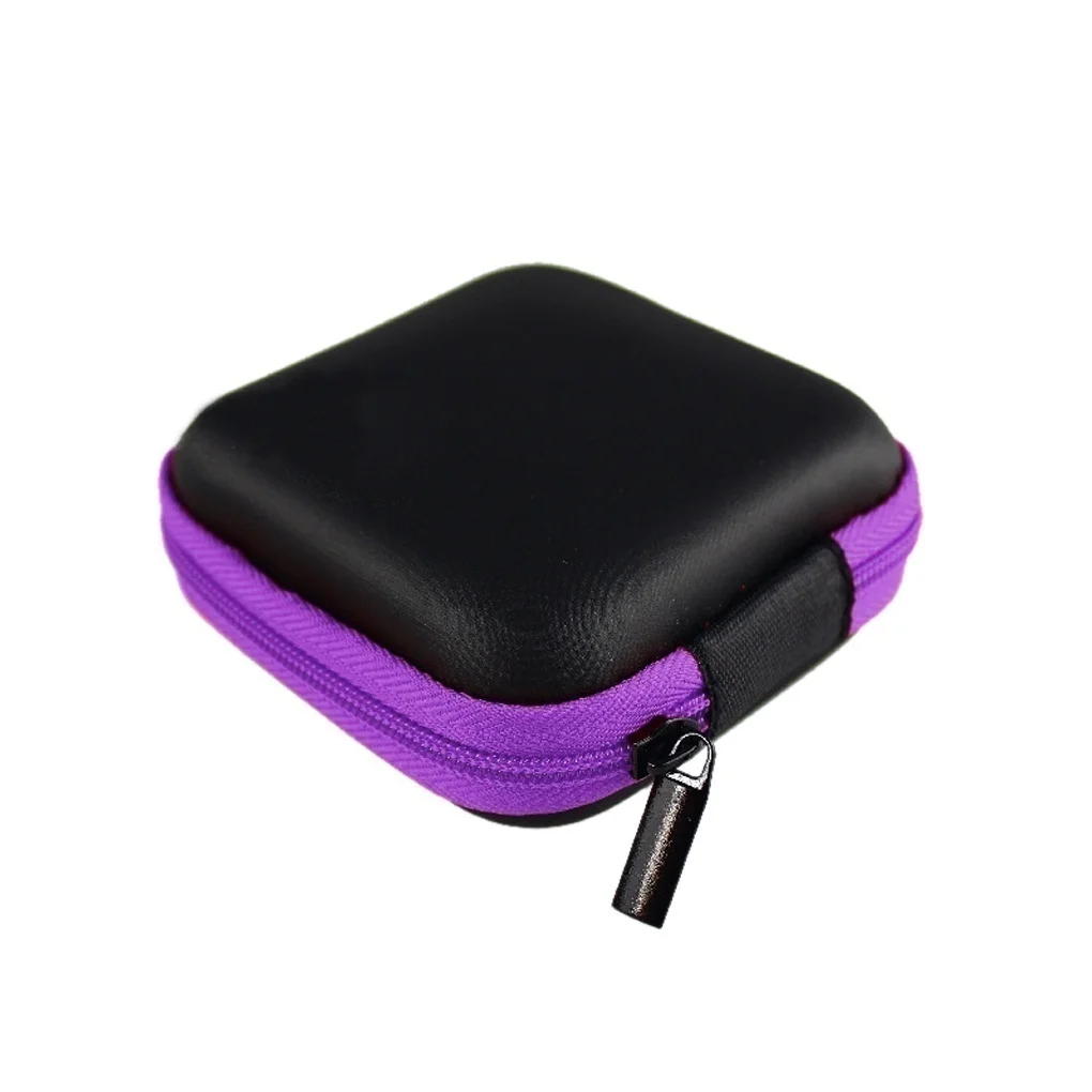 Цветные наушники футляр сумка для хранения наушников сумка для безопасного хранения кабеля для передачи данных наушников Зарядное устройство для мелочи контейнер - Цвет: purple Square 8x8cm