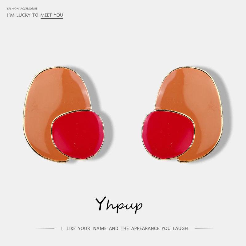 

Yhpup Star T-Show Hyperbole Zinc Alloy Enamel Color Stud Earrings Charm For Women Party Brincos Pendientes mujer moda 2018
