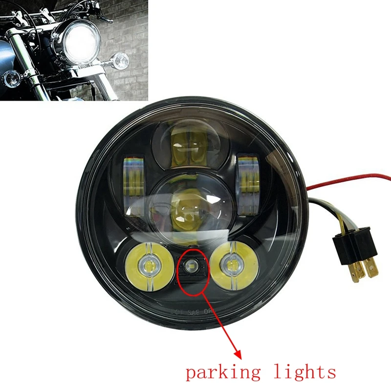 Черные 5,7" светодиодные фары для мотоциклов проекционный светильник белый Янтарный кольцо «Ангел» для Sportster Кафе Racer Bobber Iron 883 Dyna