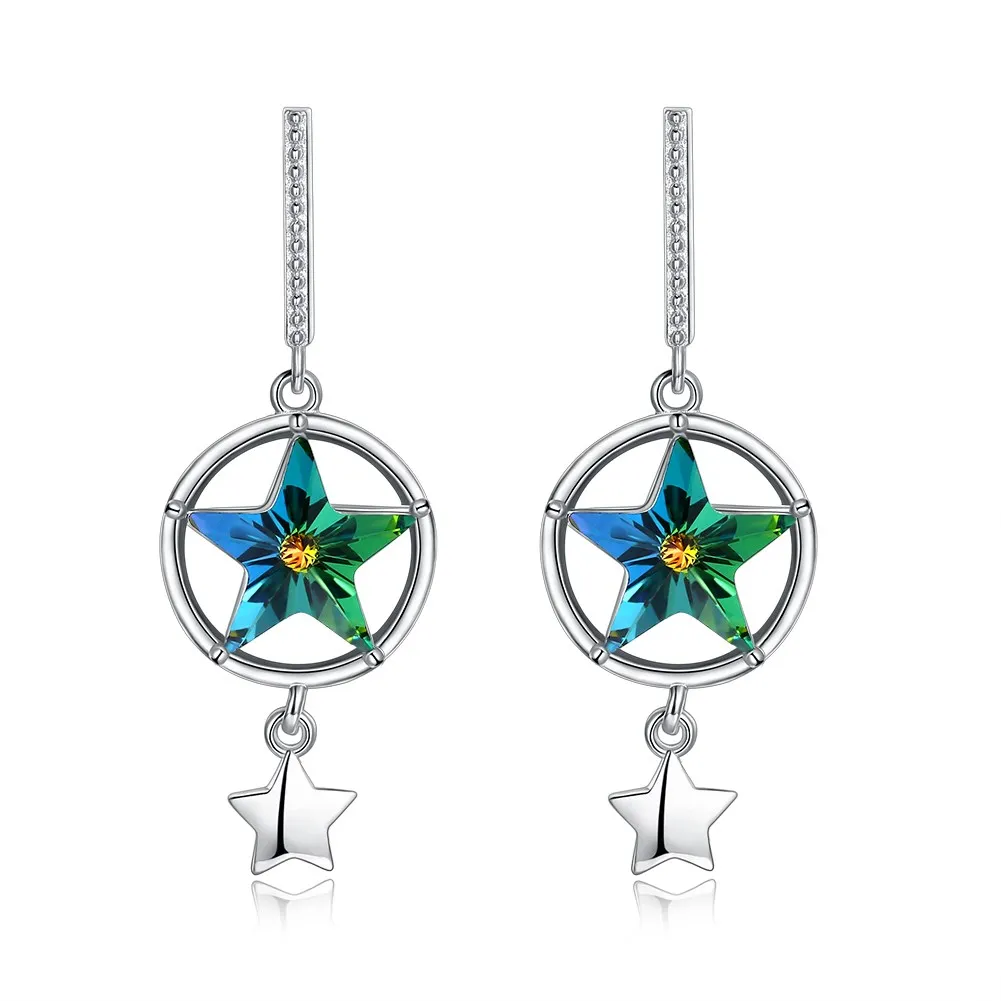 

INALIS 2018 New Earrings for Women 925 Sterling SilverCrystals from Swarovski Star pendant Stud Earings Fashion Jewelry