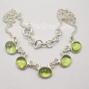 

Chanti International CABOCHON GREEN PERIDOT 5 STONE STYLISH Necklace 16 3/4" NEW