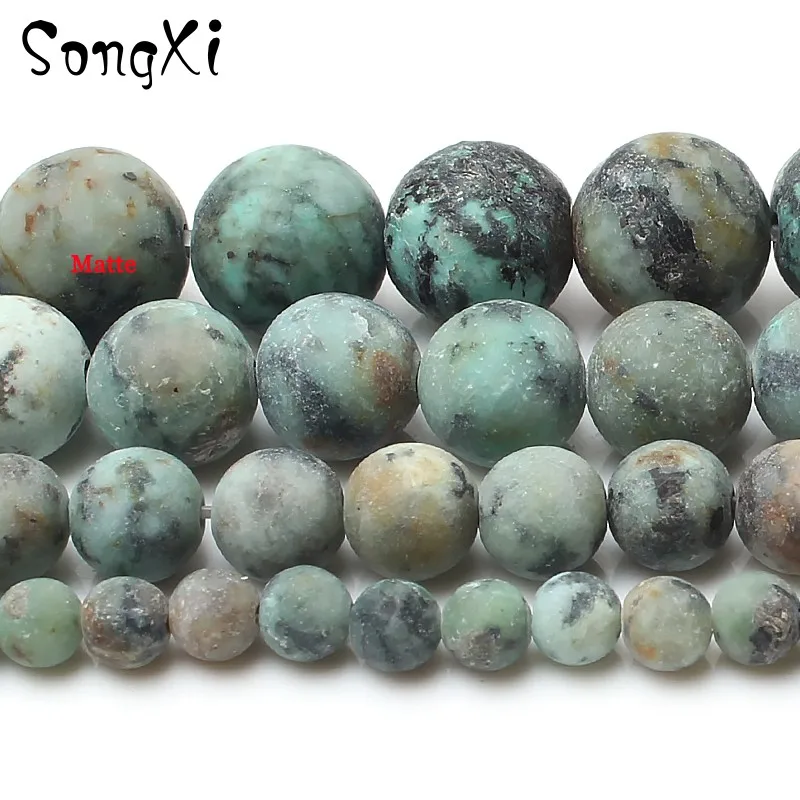 

Dull Polish Matte African Turquoises Round Beads For Jewelry Making Natural Stone Beads DIY Bracelet Necklace 4/6/8/10mm 15''