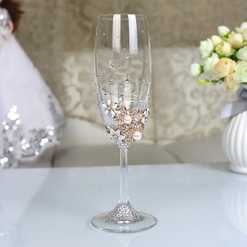1 Set Personalized Wedding Set Champagne Glasses Diamond