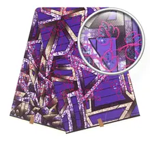 Африканский Воск принты ткань воск с блестками хлопок вощеная ткань с Африканским узором печати ткань в нигерийском стиле африканская Анкара ткань H181217