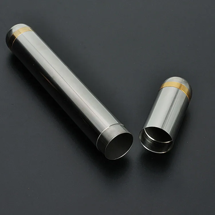 New Stainless Steel Cigar Tube Storage Case Portable Tobacco Cigarettes