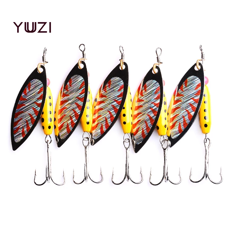 

YUZI 5PCS 7CM-10G Fishing Lure accessories Minnow Spinner Spoon Metal isca Artificial Bait fishing tackle 4# Hooks