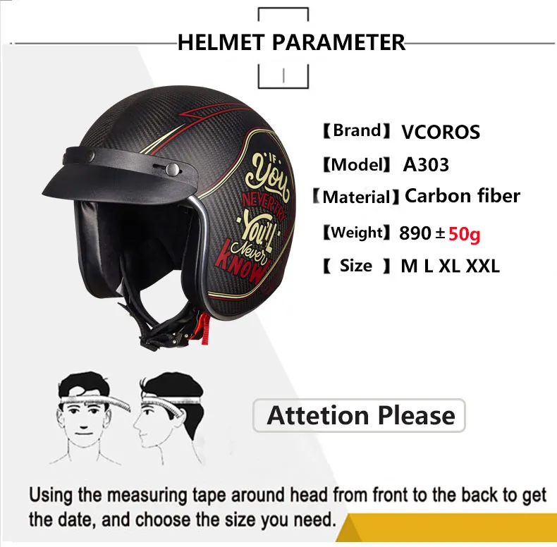 Vcoros, карбоновый Ретро мотоциклетный шлем, с открытым лицом, 3/4, для женщин и мужчин, шлем с козырьком от солнца, для скутера, для мотоцикла, rbike, мотоциклетный шлем