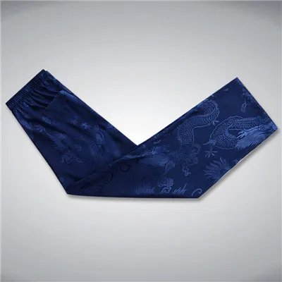 Сатиновые штаны в китайском стиле хип-хоп стиле с вышивкой дракона, широкие штаны, свободные панталоны для женщин и мужчин - Цвет: deep blue pants