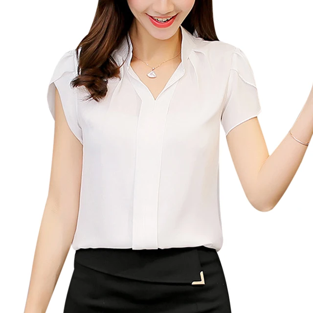 Women Cotton Formal Blouses Long Sleeve Button Shirt Solid