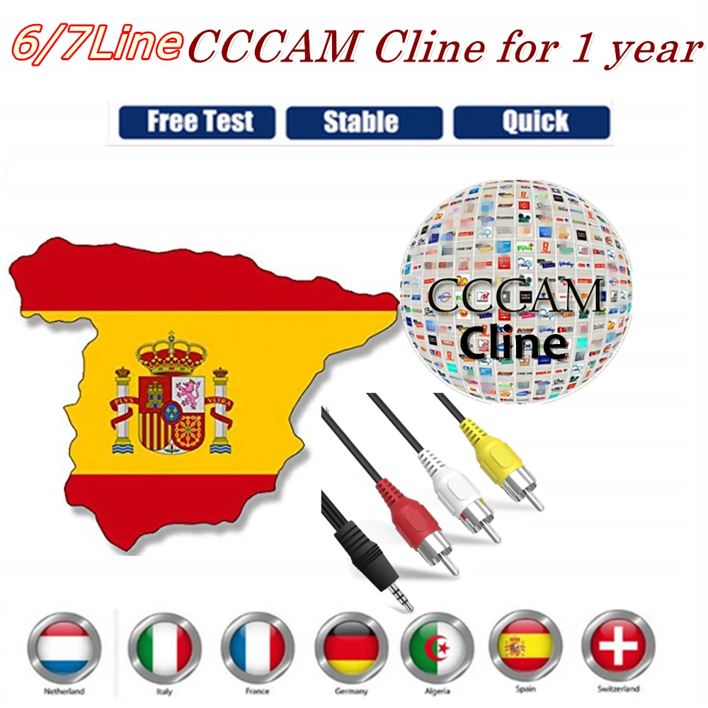 

2019 Best and Cheap Cccam cline Receptor for 1 year Spain Europe used for freesat v7 ect Satellite Receiver DVB-S2 CCcam