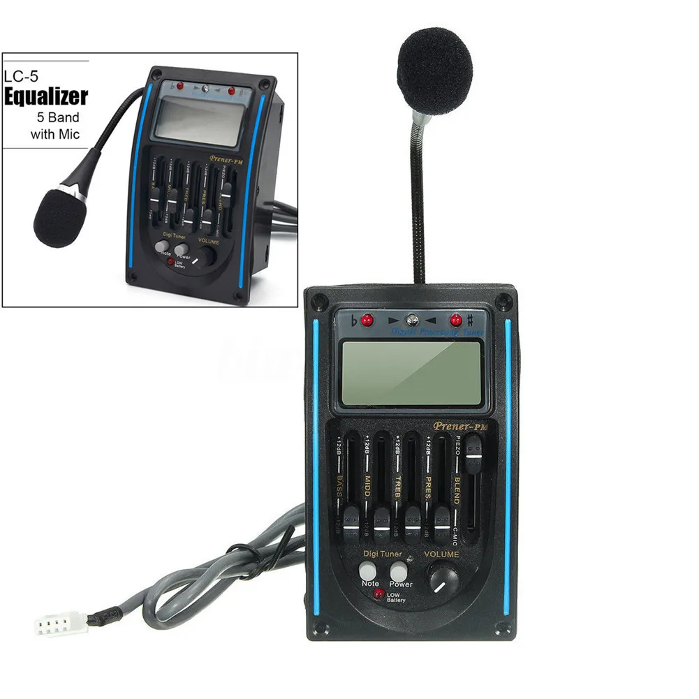 Усилитель для акустической гитары 5 полос ЖК тюнер + микрофон Hi Fi|lcd tuner|piezo pickuppreamp eq