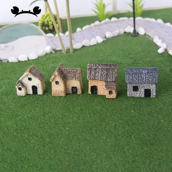3 sztuk miniaturowe ogrodnictwo krajobraz mikro wioska kamienne domy miniatur dom kryty strzechą chaty do dekoracji ogrodu tanie i dobre opinie Z żywicy do budynków House model 1 25 3 lat Unisex DIYHOMME