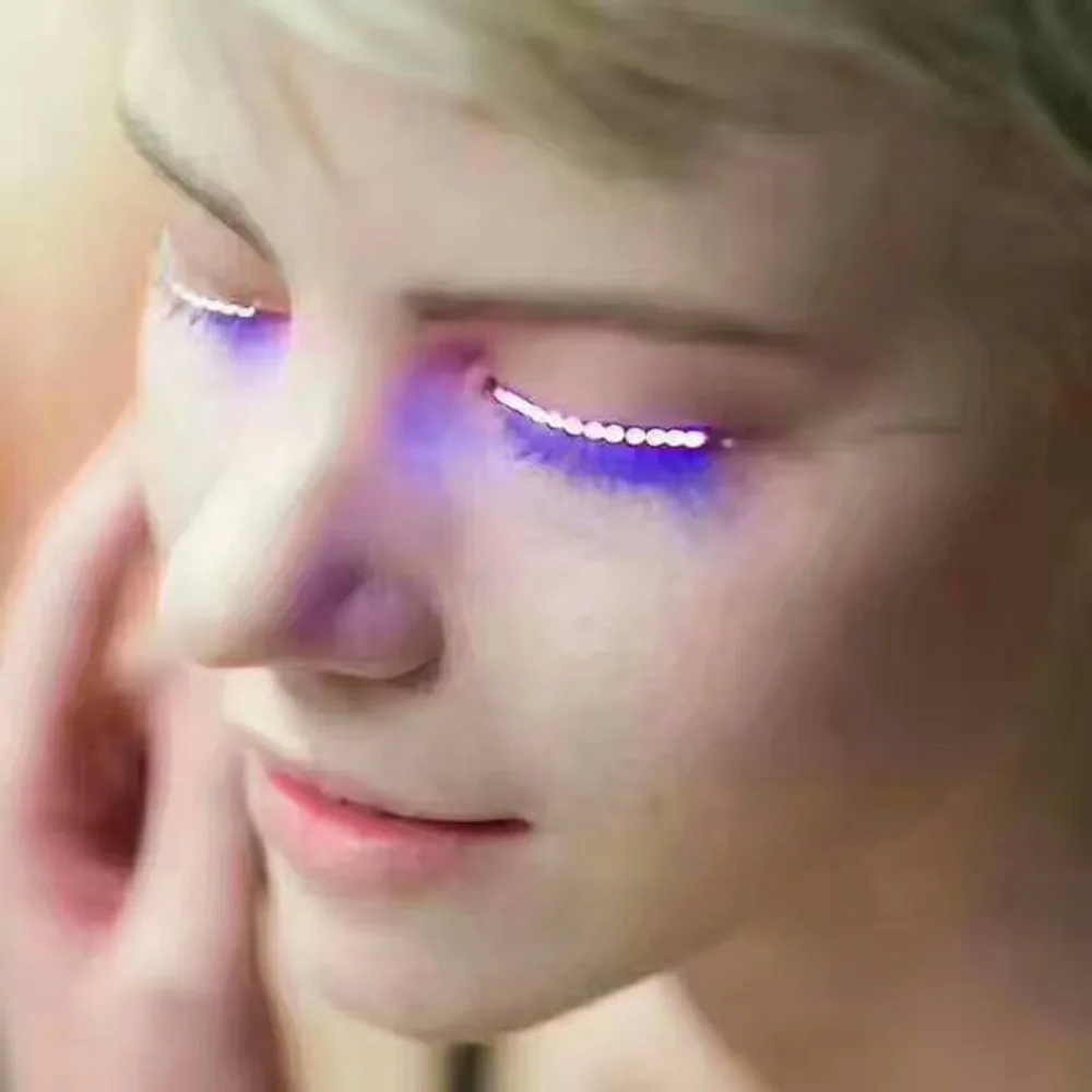 

LED Light False Eyelashes Long Eyelashes Makeup False Eyelashes Black Nautral Handmade Eye Lashes Extension Party Bar Halloween