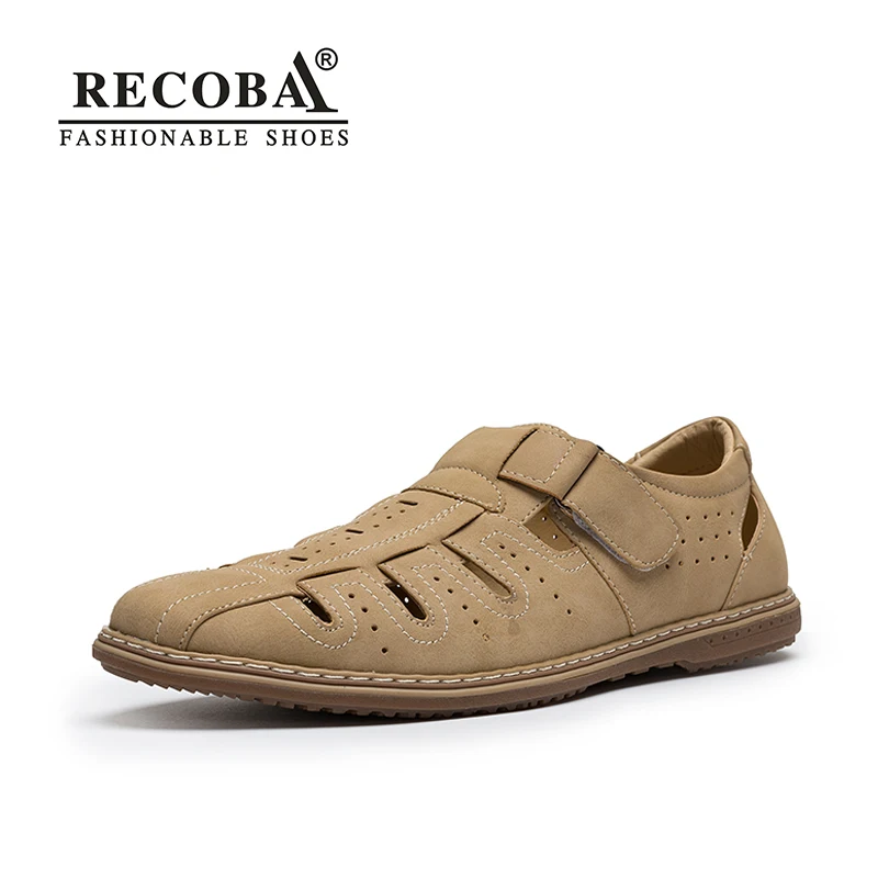 

Men beach PU leather sandals summer shoes slide fish Sandals Men Shoes Fretwork Breathable Gladiator Fisherman sandals for men