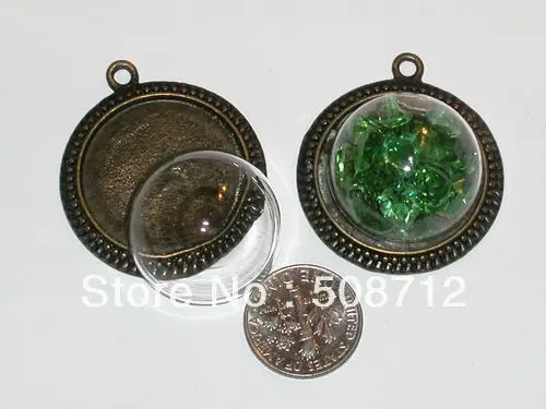 

Free shipping!!!! 10set/lot Glass Half Crystal ball make your own Pendant Locket globe Bottle
