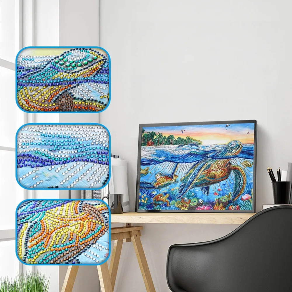 

Special Shaped Diamond Painting Diamond Embroidery Partial Drill Cross Stitch Kits Crystal Rhinestone Arts Craft Turtle Pattern