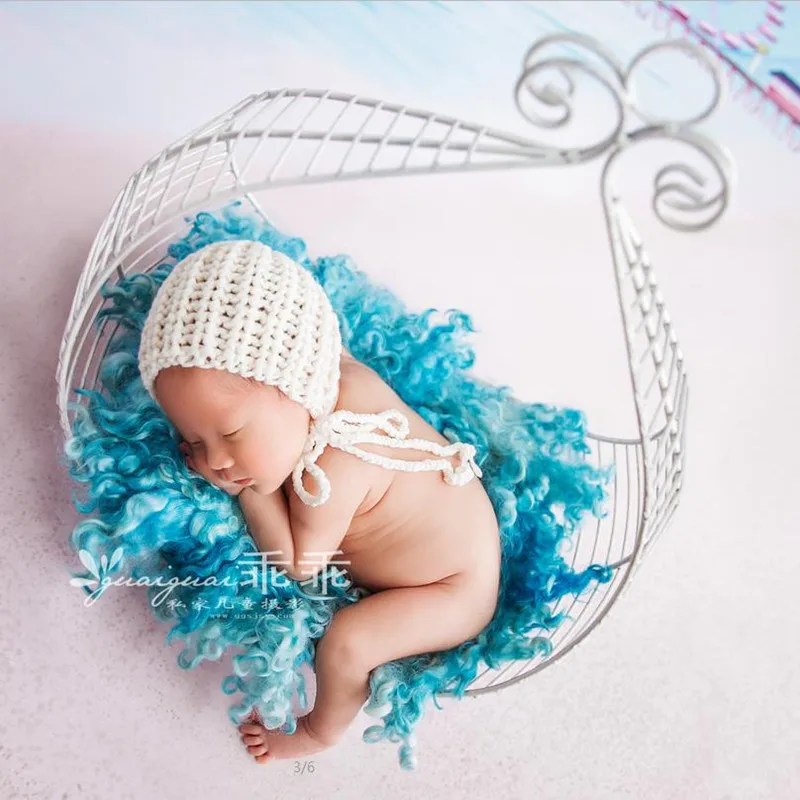New Newborn photography props wrought iron basket newborn Unisex boy girl baby photography Shooting props (only the Basket )