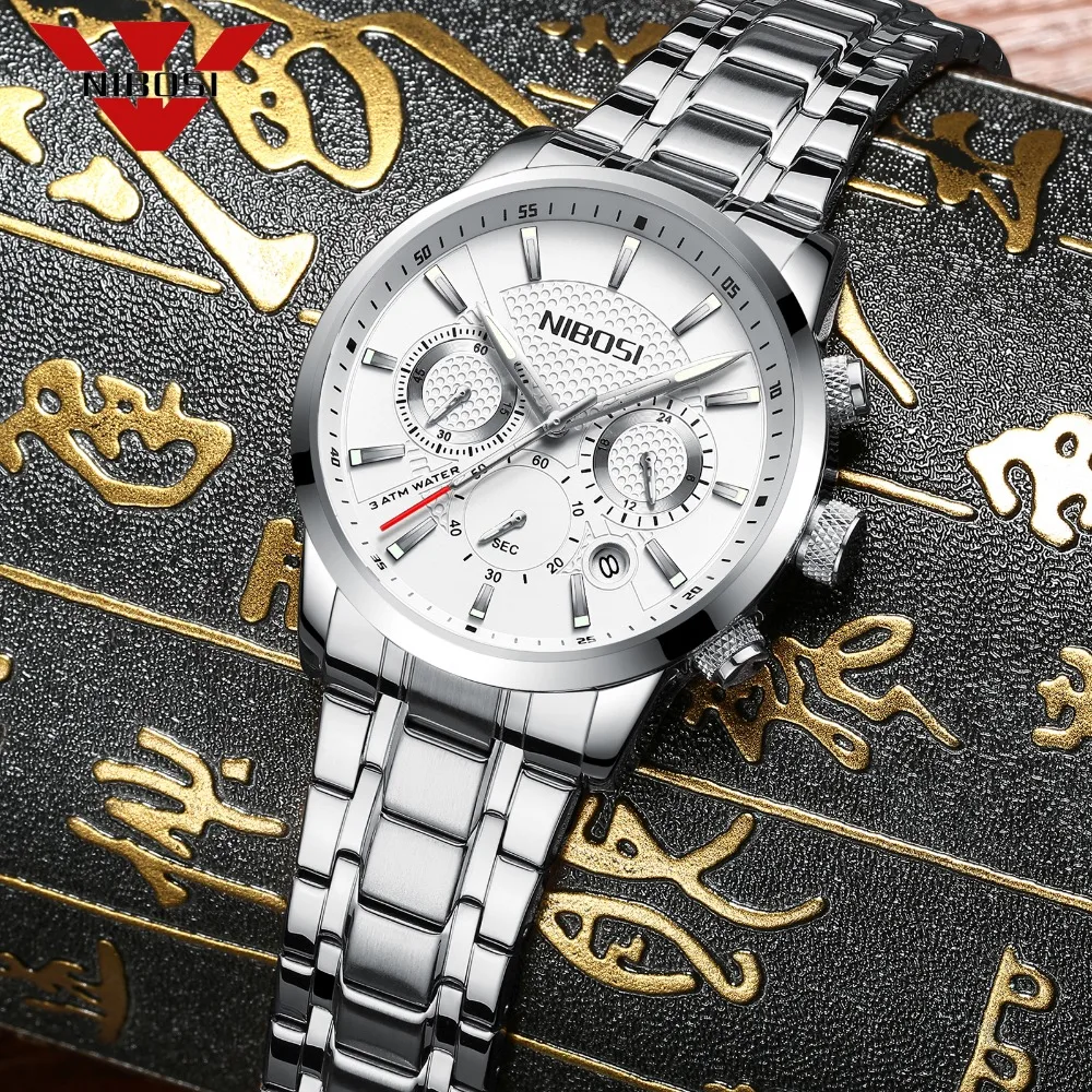 

NIBOSI Casual Fashion Luxury Business Watch Men Quartz Wristwatch Chronograph Army Date Men Watch Waterproof Relogio Masculino