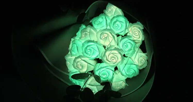 50pcs LED Luminous Flower Bouquet Gift Box with Base  Decorative Flowers Wreaths Gift Wedding Party Supplies 1