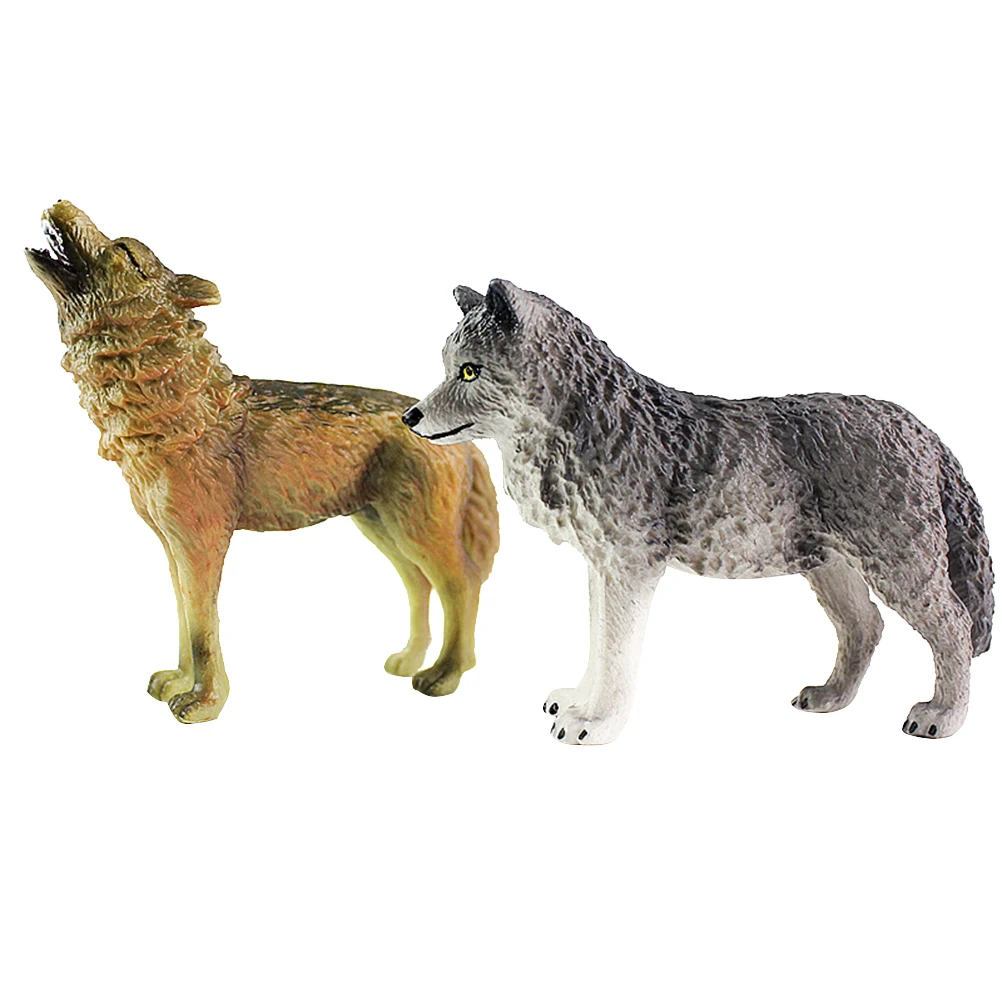 

2pcs Wolf Figurine Miniatures Simulation Wild Animal Model Realistic Desktop Ornaments Craft Gift Decoration Crafts Collection