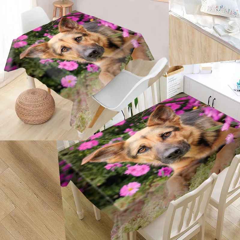 Custom German Shepherd Dog Table Cloth Oxford Print Rectangular