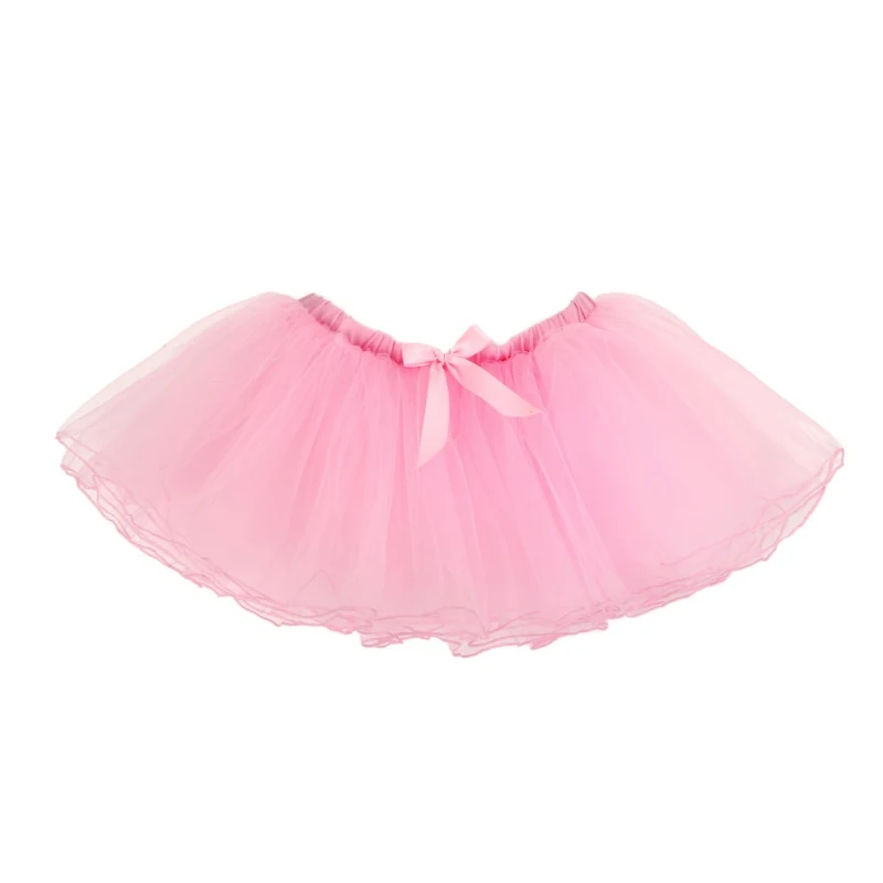 Трехслойная сетчатая юбка-американка для занятий гимнастикой и танцами; короткая юбка для танцев; детская юбка - Цвет: Розовый