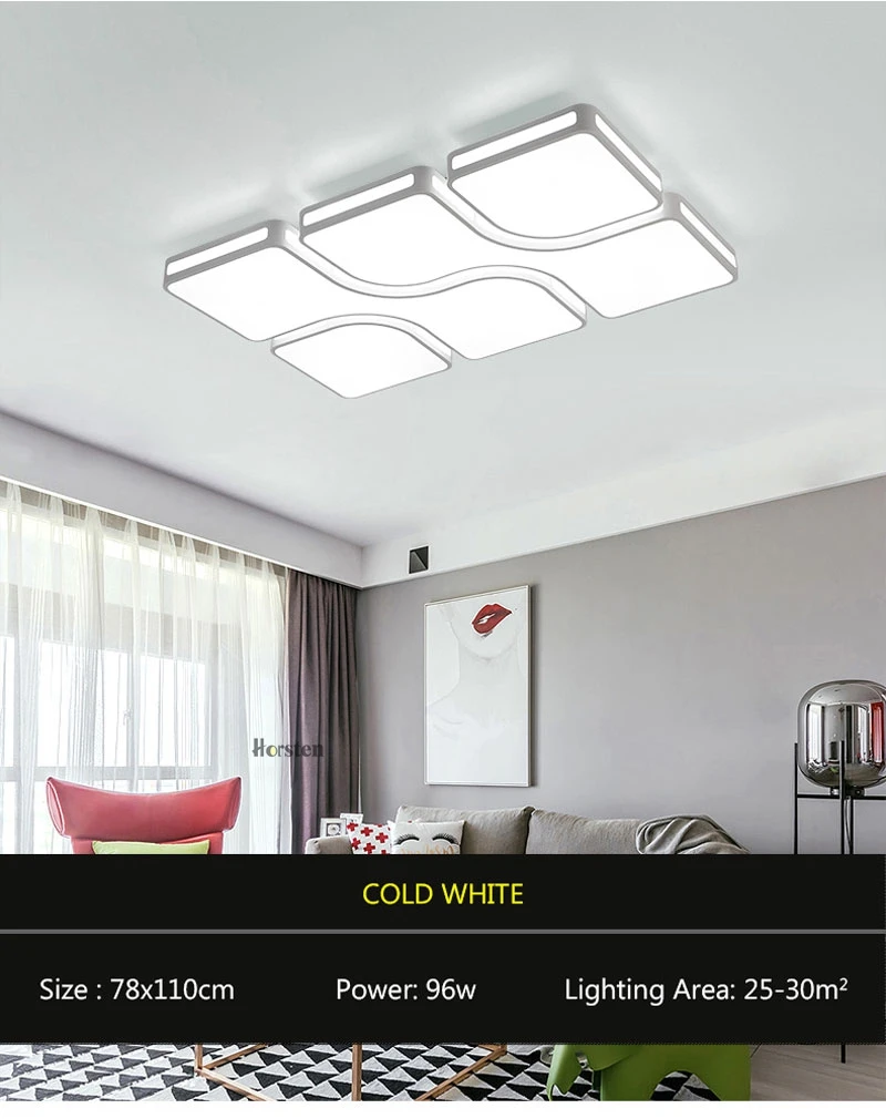 Modern Simple Acrylic LED Ceiling Lights Minimalist Rectangular Ceiling Lamp With Romote Control For Living Room Bedroom 220V (5)