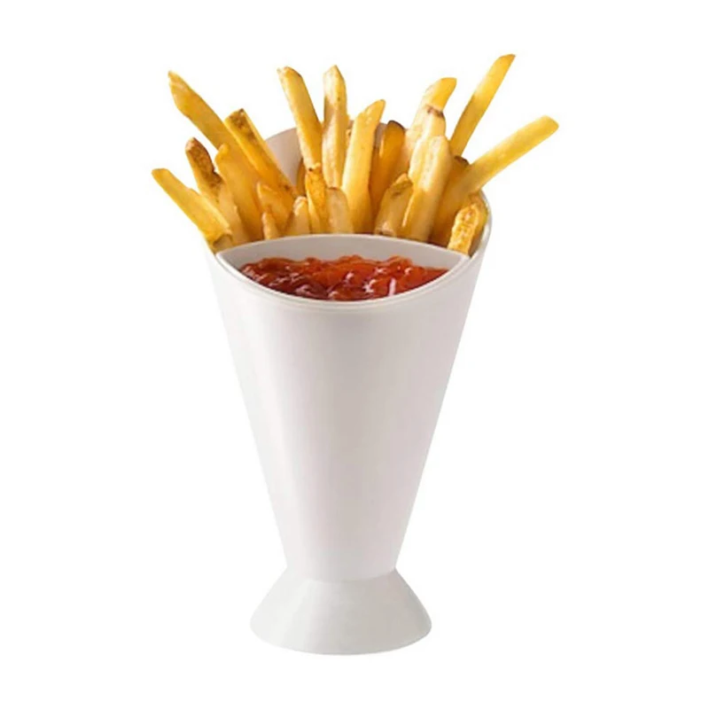 Kitchen French Fry Holder with Ketchup Cup Fries Cone Veggies Salad Bowl Removable Dipping Cup Set Kitchen Accessories Gadgets