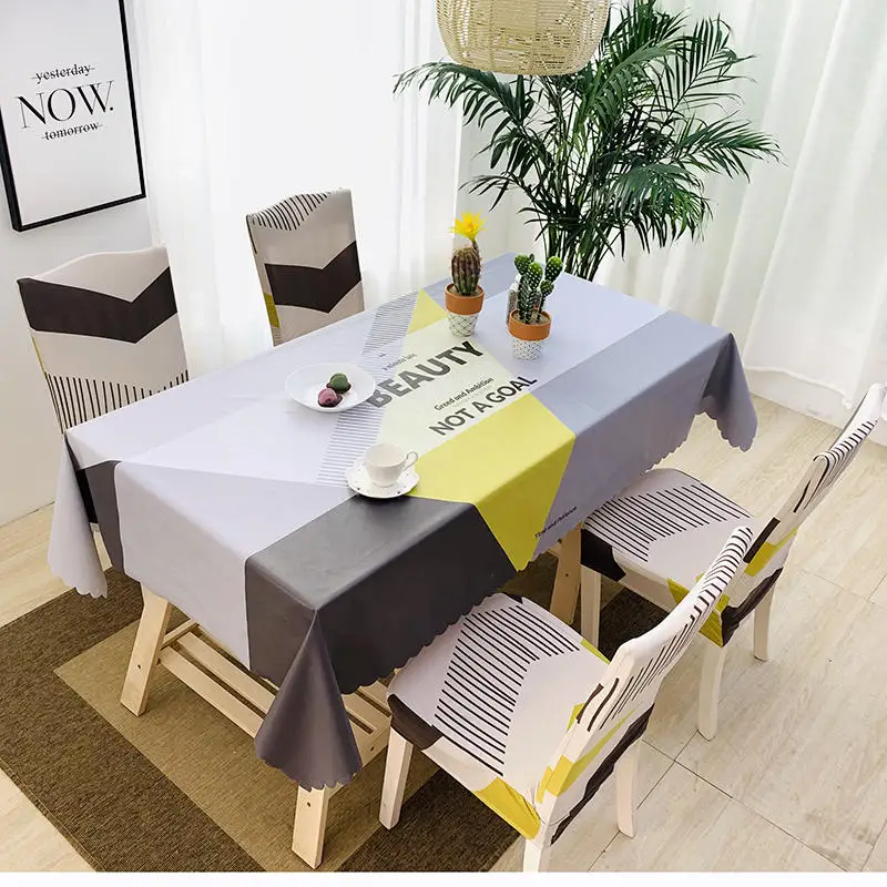 

Waterproof Rectangle Dining Table Cloth Geometric Table Cover for Wedding Party Kitchen Tablecloth PVC 135*135/135*180cm