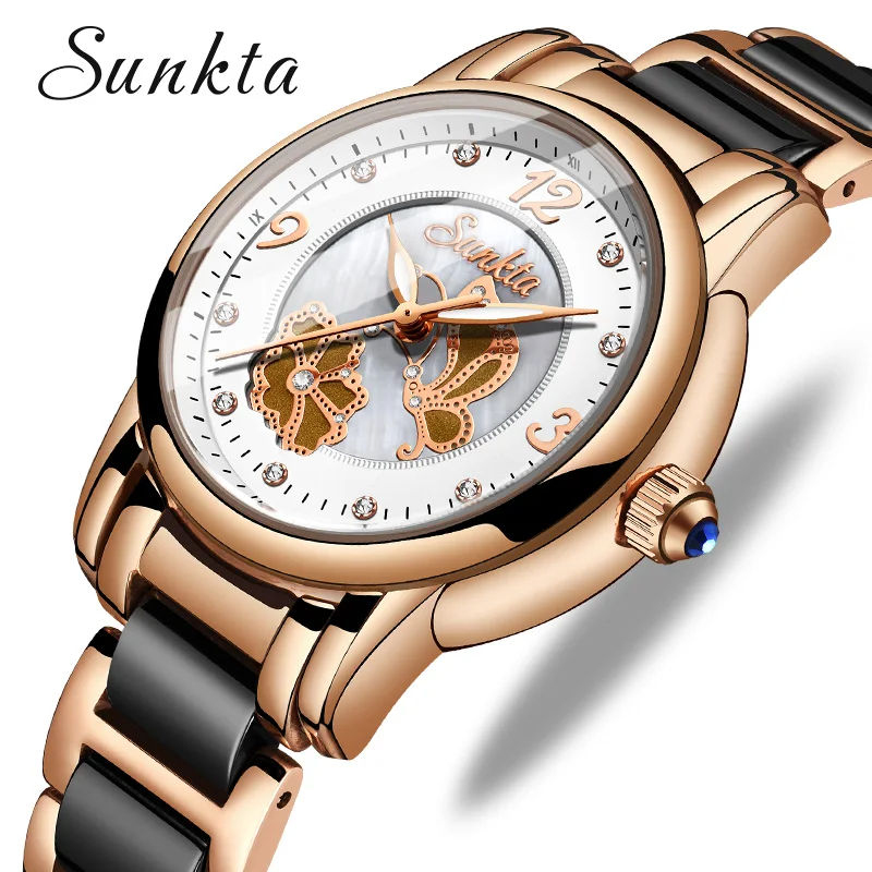 

SUNKTA2019 New Listing Rose Gold Women Watches Quartz Watch Ladies Top Brand Luxury Female Watch Girl Clock Relogio Feminino+Box