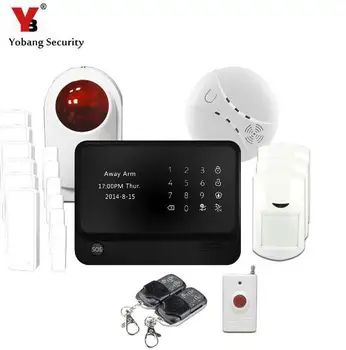 

YobangSecurity Home Safety Touch Screen GSM WIFI Wireless Alarm System with Strobe Siren Smoke Sensor Panic Button for the Elder