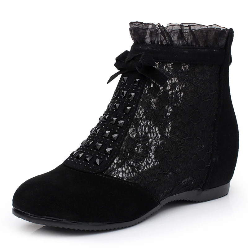 

Spring And Autumn Hollow Net Short Boots Single Shoes Flat With Flat Bottom Women's Shoes Martin Boots Women's Boots