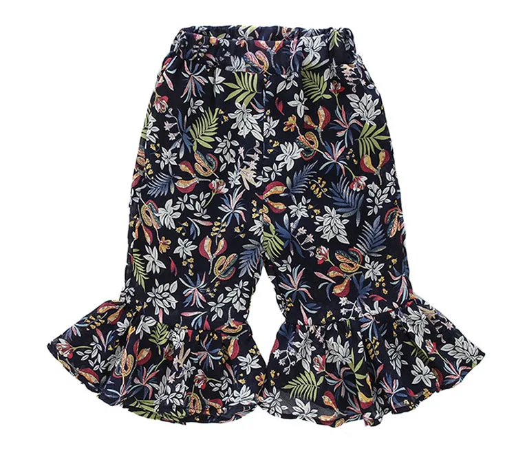 fashion printed flare pants for teenage baby girls high waist knee length chiffon new summer 2018 pant clothing teenager clothes (7)