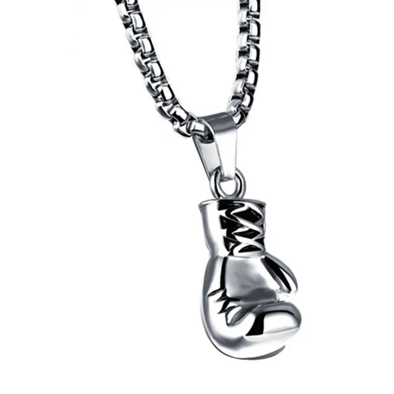 Подвеска в виде боксерских перчаток ожерелье из нержавеющей стали цепь Спорт Фитнес Шарм ожерелье для бойцов боксер спортсмена украшение «Бокс» - Окраска металла: NA058SN