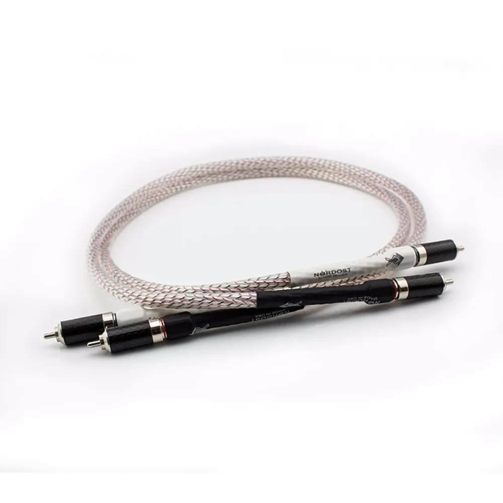 Ouro-liga de Prata Cabo de Interconexão com Fibra de Carbono Nordsot Valhalla Áudio Plug Rca