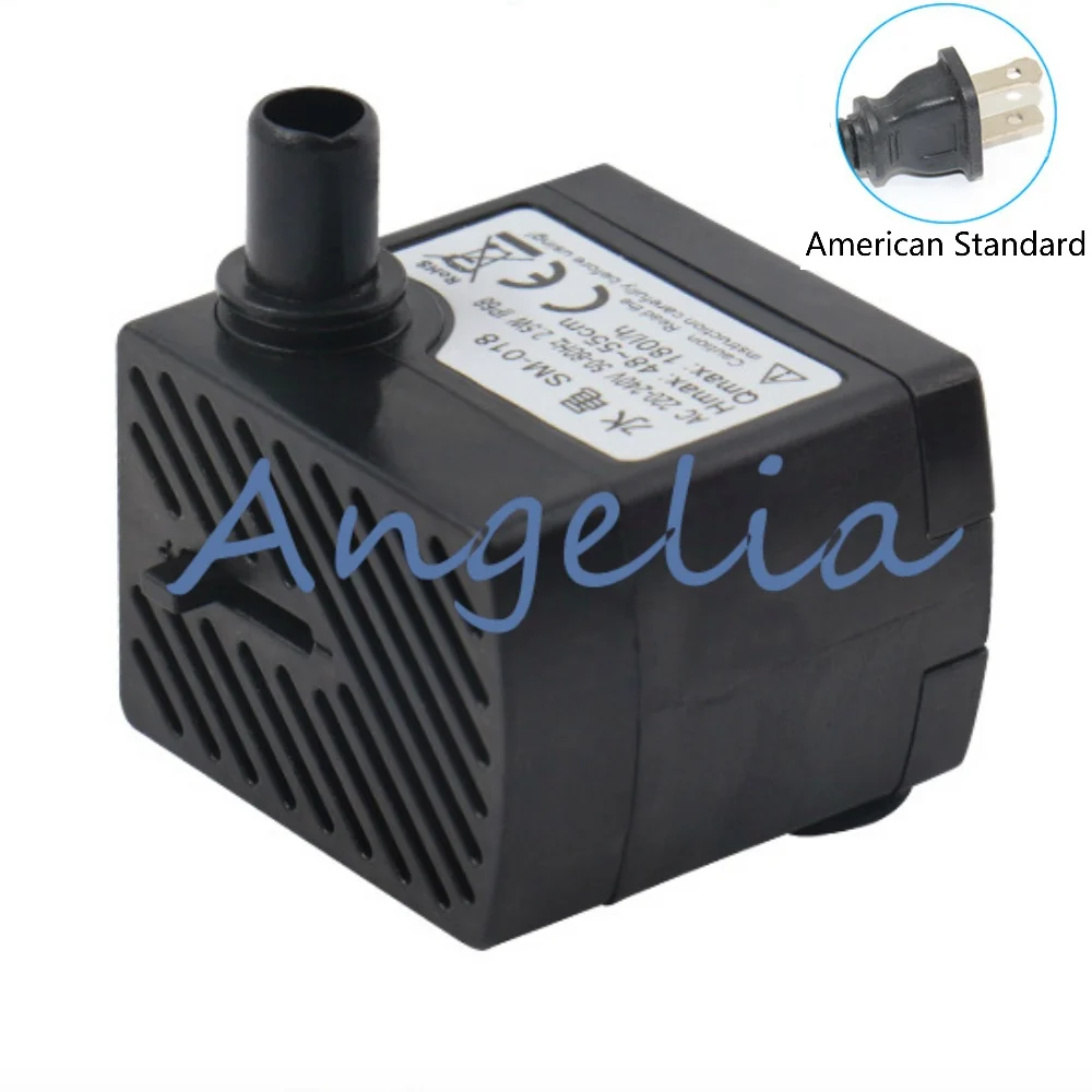 American Standard plug 110V H-max 0.55m Flow rate 180L/H water pump for fish tank low noise 1.5m power cable SM-018 |
