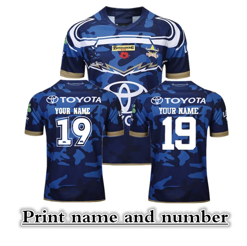 

2019 NORTH QUEENSLAND COWBOYS ANZAC RUGBY JERSEYS size: S-3XL Print name number Top quality free shipping