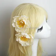 2 unids/lote, accesorios para el cabello de flores artificiales Shabby Chic, broche de peonía de marfil, tocado de novia para mujer, tocado de fiesta para niñas