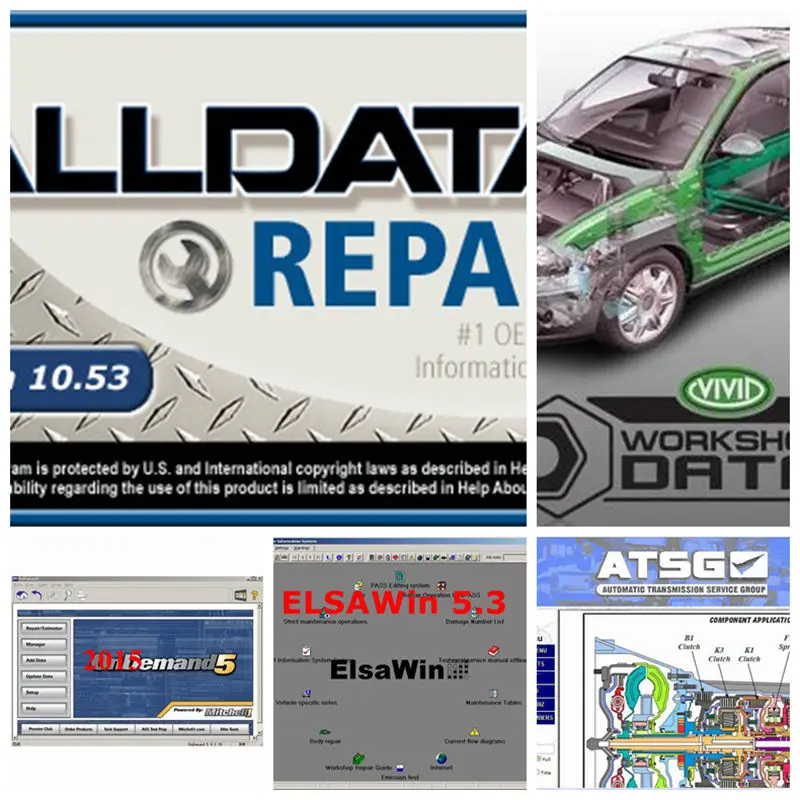 2020 программное обеспечение для ремонта автомобилей Alldata 10 53 в + 2015 Mit // chell od5 яркие