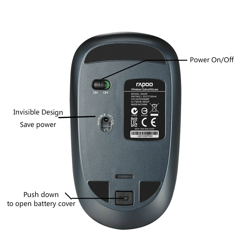 Original Rapoo Wireless Silent Gaming Optical Mouse with 1000DPI Super Slim Portable Mini Receiver For Laptop Computer Home