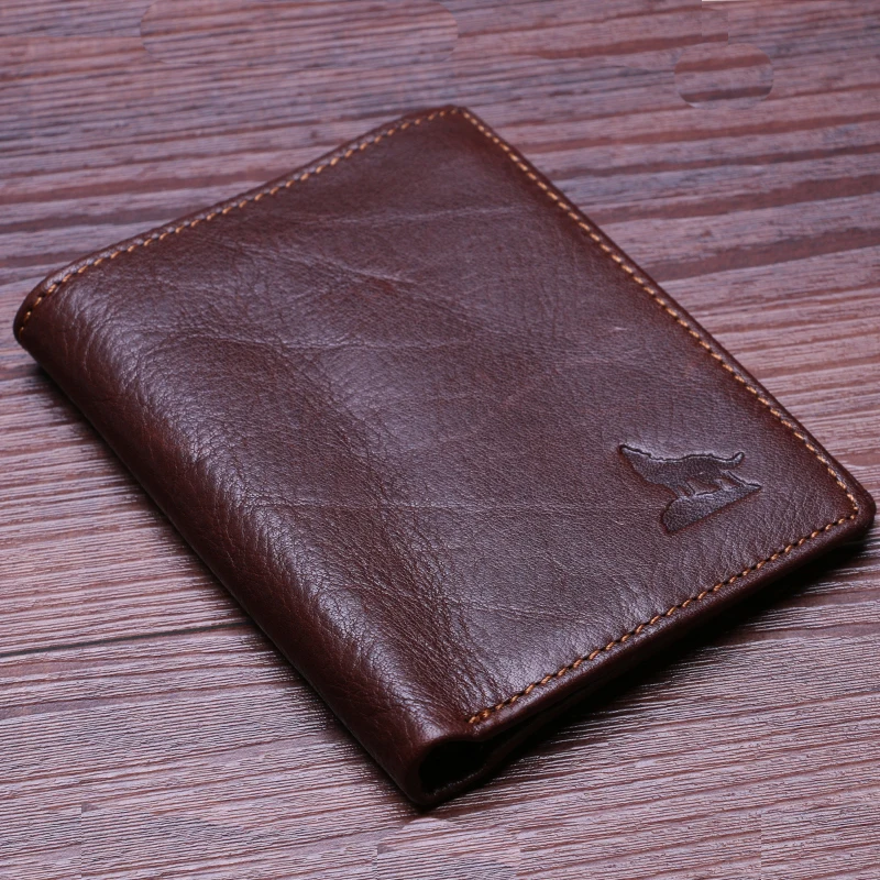 

Men's 100% Genuine Leather wallet head cowhide purse big capacity trifold multi-function card holder Super soft